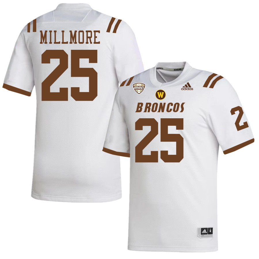 #25 Ryan Millmore Western Michigan Broncos College Football Jerseys Stitched-White